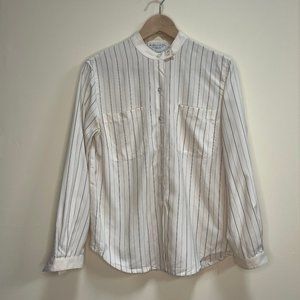 Mock neck cream striped blouse - Emanuel Ungaro - 100% Silk - Size XS